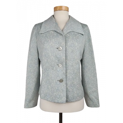 Vintage Damen Blazer, hellblau/beige - Gr. S