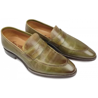 Stefano Branchini Herren Leder Slipper, gr&uuml;n - Gr. 43