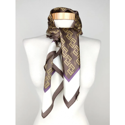 Damen Seidentuch - braun/wei&szlig;