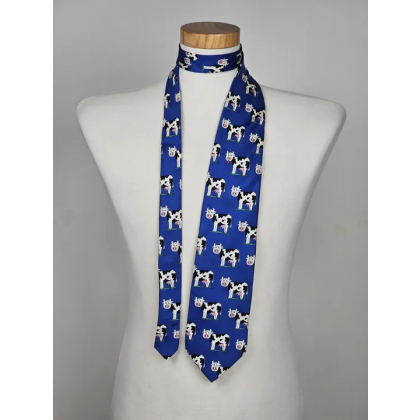 Vintage Tie Rack Seidenkrawatte "Freche Kuh mit Zunge", blau