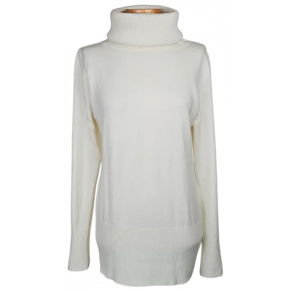 Rollkragenpullover Damen, wei&szlig; - Gr. M 