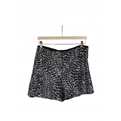 ZARA Damen Shorts mit Pailletten, schwarz - Gr. L / 40