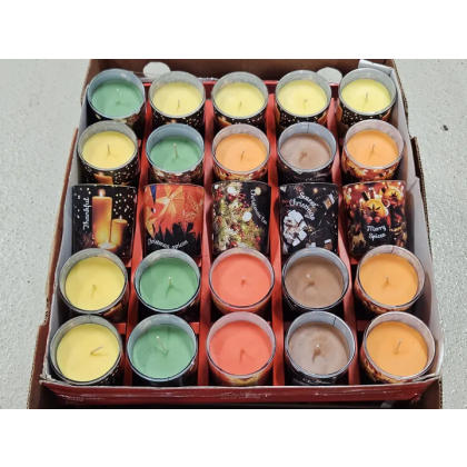 Weihnachtliche Deko-Kerzen gemischt (1 x Bananenkarton)