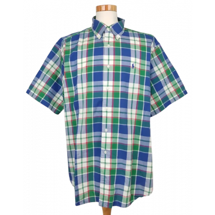 Ralph Lauren Kurzarmhemd Herren, blau/gr&uuml;n - Gr. XL 