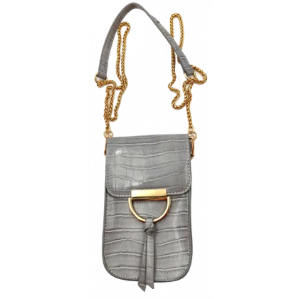 Hallhuber Damen Kroko Handytasche grau