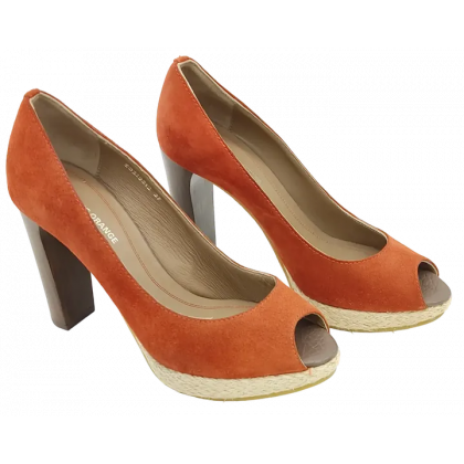 Boss Orange Damen Veloursleder Pumps, rot - Gr. 37