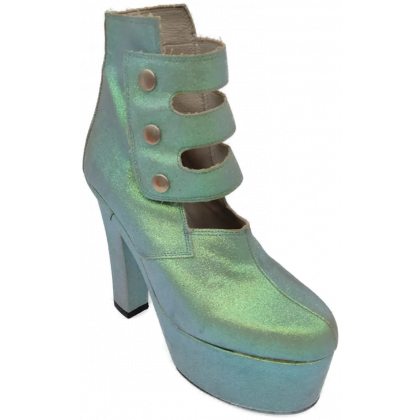 El Dantes Vintage Damen Glitter Plateau-Boots, t&uuml;rkis - Gr. 39