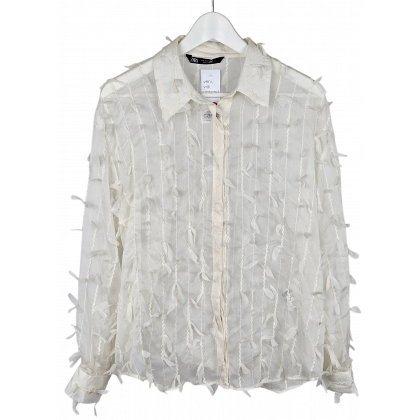 ZARA Damen Bluse, weiß - Gr. M
