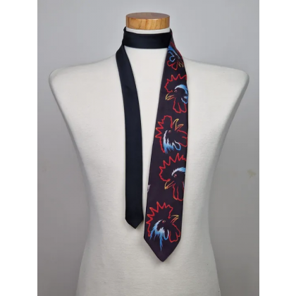 Vintage Ralph Marlin Krawatte "Fowl" 1990, Gockelkopf-Motive