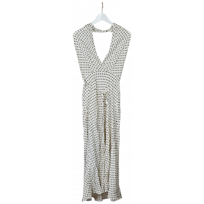 ZARA Damen Maxikleid, wei&szlig;/schwarz - Gr. L 