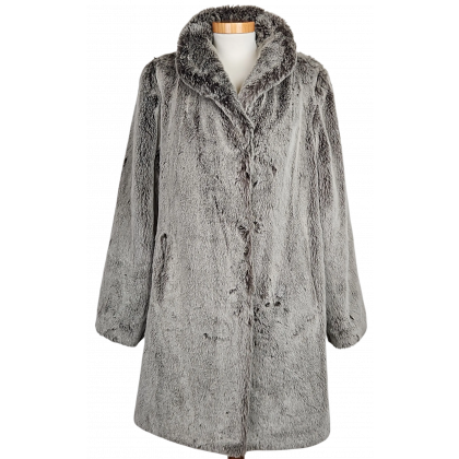 Brigitta Webpelzmode Vintage Damenmantel, grau - Gr. XS