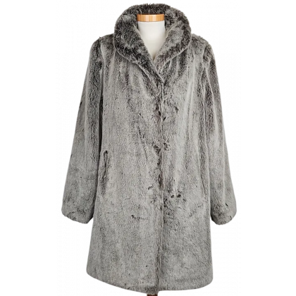 Brigitta Webpelzmode Vintage Damenmantel, grau - Gr. XS