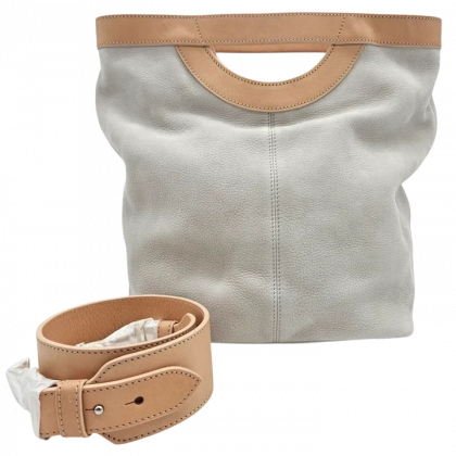 Max V. Koenig Damen Lederhandtasche, beige/creme - H&ouml;he ca. 29 cm 