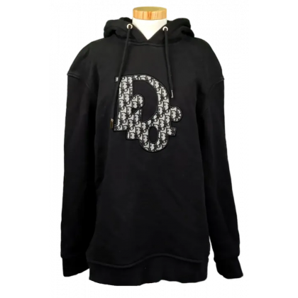 Dior Damen Hoodie schwarz mit Logo Gr. L