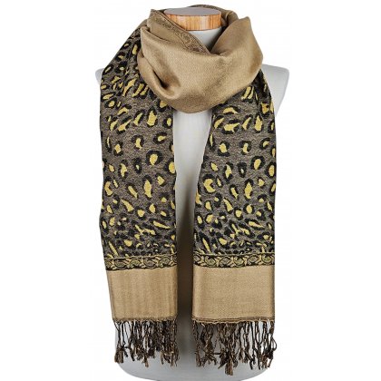 Damen Schal - gold/Leopardenmuster