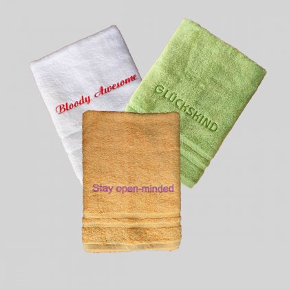 Handt&uuml;cher mit Statement 1+1