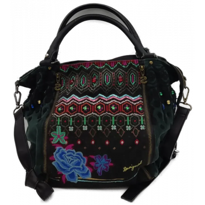 Desigual Damen Handtasche dunkelgrün/mehrfarbig