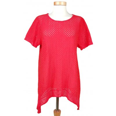 Damen Shirt mit Lochstickerei, rot