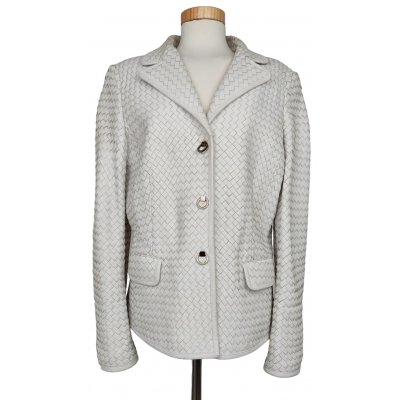 Madeleine Vintage Damen Lederjacke, weiß - Gr. XL 
