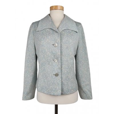 Vintage Damen Blazer, hellblau/beige - Gr. S