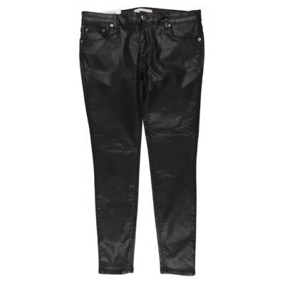 Zara Damen Hose schwarz coated - Gr. EUR 38