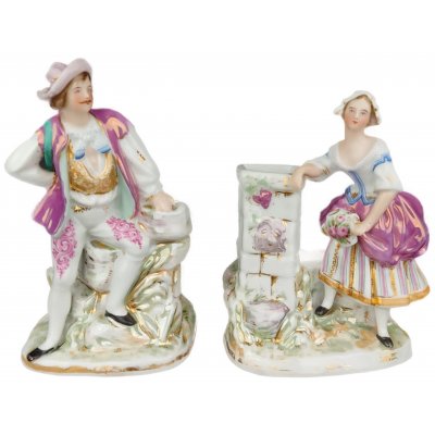 Dekoskulpturen aus Porzellan - Rococo Bauernmädchen und Jäger