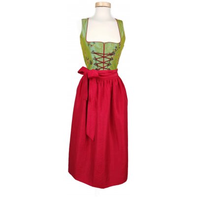 Salzburger Dirndl-Look Damen Trachten Kleid, grün/schwarz/rot - Gr. XS