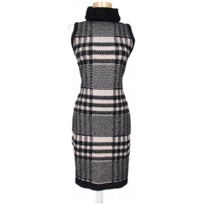 Fracomina Damen Rollkragenkleid, schwarz/weiß/rosa - Gr. XS