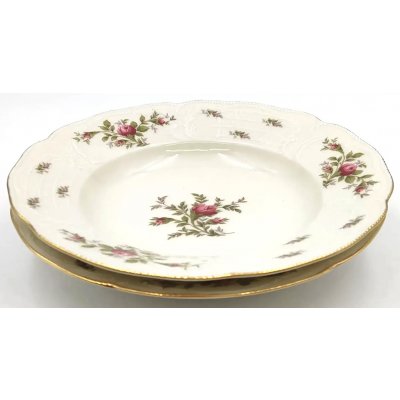 Rosenthal Sanssouci Elfenbein Moosrose Suppenteller 23 cm (2 Stück)