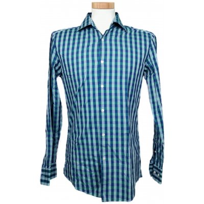 Hugo Boss Herrenhemd kariert grün/blau Gr. M