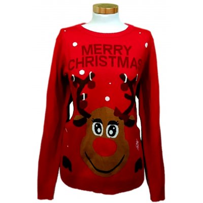 Esmara Damen Weihnachtspullover rot gemustert Gr. EUR 44/46
