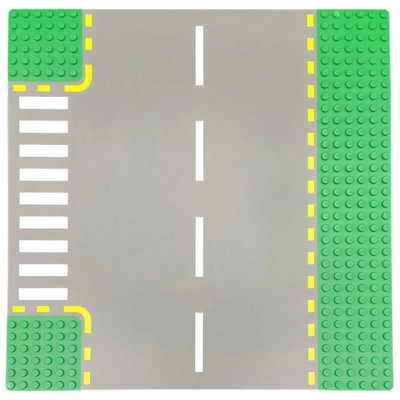 LEGO Grundplatte mit Straße 32 x 32 Noppen grün