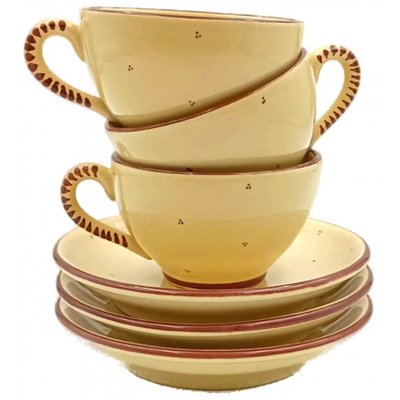 Gollhammer Keramik creme/braun - Kaffeetassen mit Untertassen Set 6-teilig
