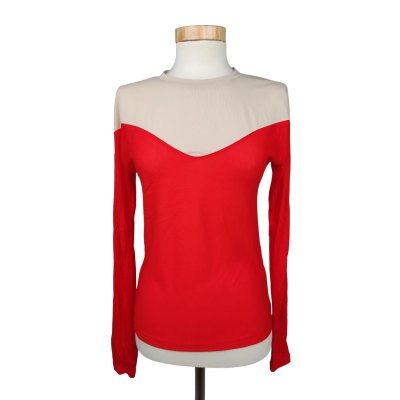 Topshop Boutique Damen Shirt, beige/rot- Gr. S
