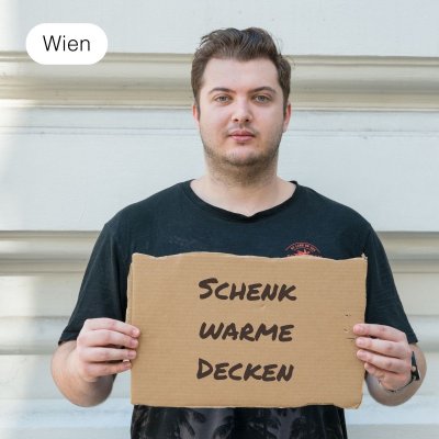 Schenk obdachlosen Menschen eine warme Decke