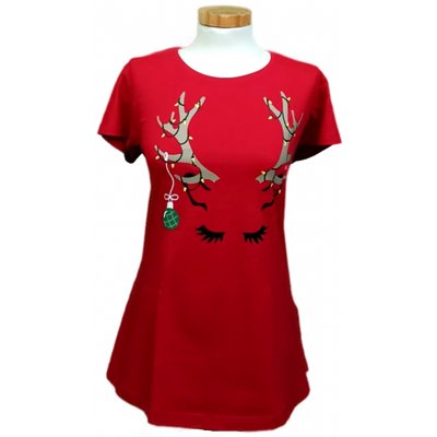 Jean Pascale Damen Weihnachtsshirt rot gemustert Gr. M