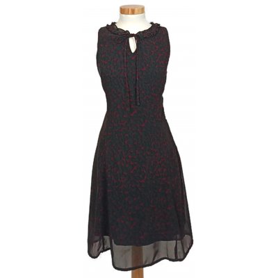 Street One Midi-Abendkleid weinrot/schwarz gemustert Gr. 34