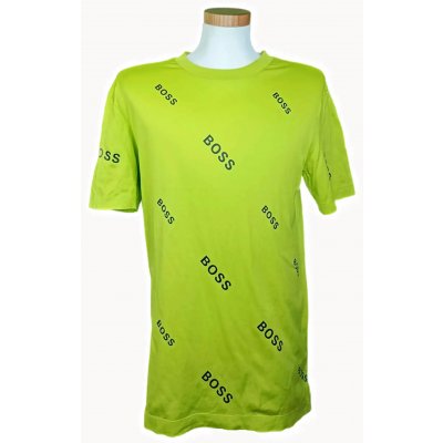 Hugo Boss Herren T‑Shirt beschriftet neongrün Gr. L