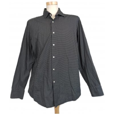 Hugo Boss Herren Hemd schwarz/weiß gepunktet Gr. 44 (17.5)