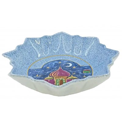 Weihnachtsteller blau gemustert