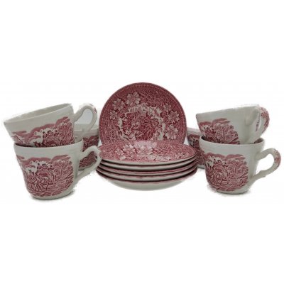 Royal Tudor Vintage Set( 6 Tassen + 6 Untertassen) rot England