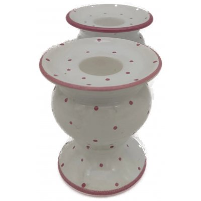 Gmundner Keramik Kerzenhalter Set (2 Stück) rosa Tupfen