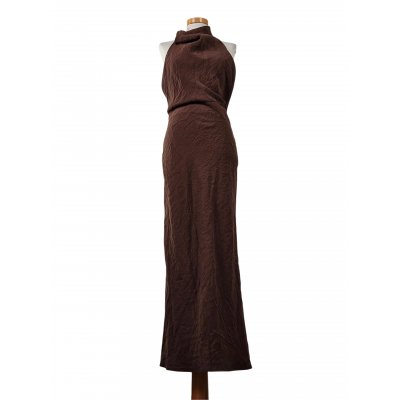ZARA Damen rückenfreies Maxikleid, braun - Gr. M / 38