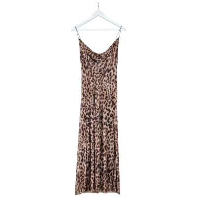 ZARA Damen Maxikleid mit Animal Print, braun - Gr. M