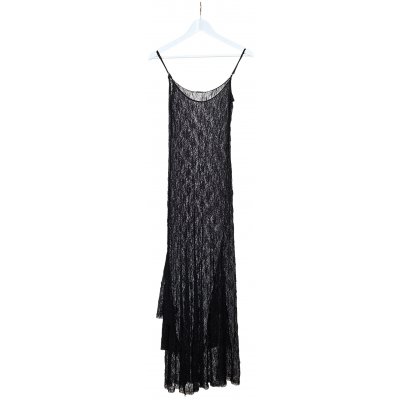 ZARA Damen Maxikleid mit Spitze, schwarz - Gr. L