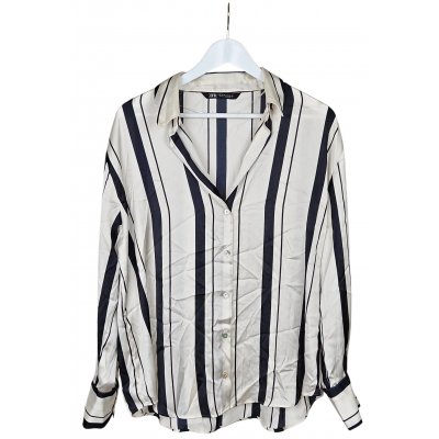 ZARA Damen Bluse mit Streifen, weiß - Gr. XL