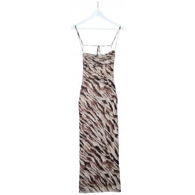 ZARA Damen Maxikleid mit Animal Print, braun - Gr. S