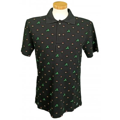 Nockstein Trachten Herrenpoloshirt schwarz gemustert Gr. M