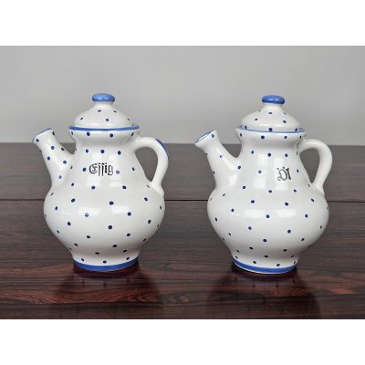 Gmundner Keramik Essig/Öl-Set - blau getupft