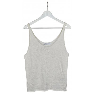 ZARA Damen Sticktop, creme - Gr. L